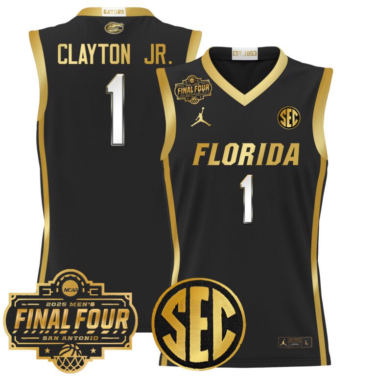 Men Florida Gators #1 Clayton Jr black 2025 Final Four Patch NCAA Jerseys->ncaa teams->NCAA Jersey